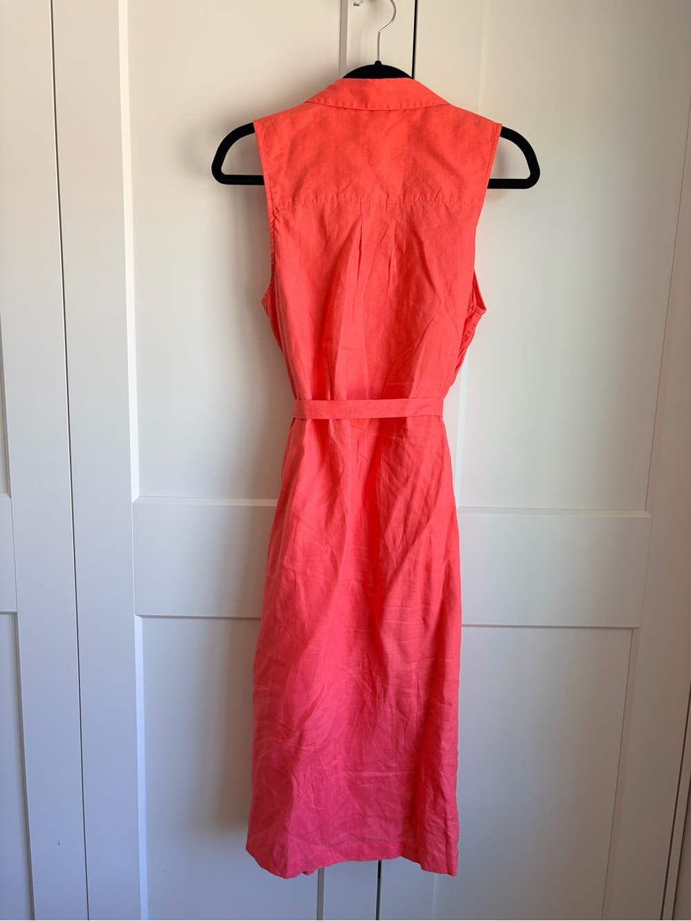 Tommy Bahama Coral Sleeveless Linen Shirt Dress with Self-Tie Waist | M - Picture 4 of 7